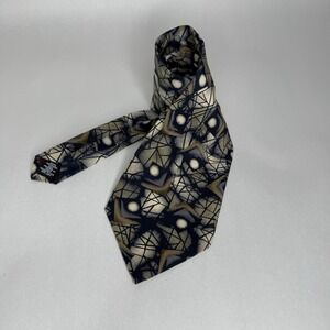 Zylos George Machado Men's Necktie Tie Geometric Blue Silk Vintage Abstract